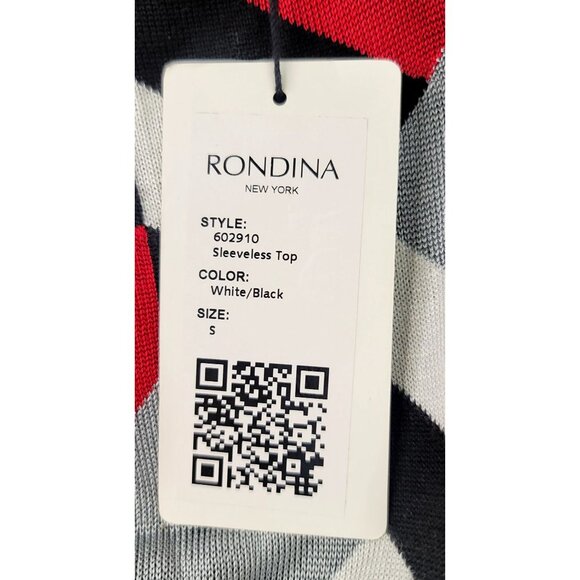 Rondina New York Sleeveless Geometric Wool Silk Blend Tank Top S Black Red White - Picture 5 of 6
